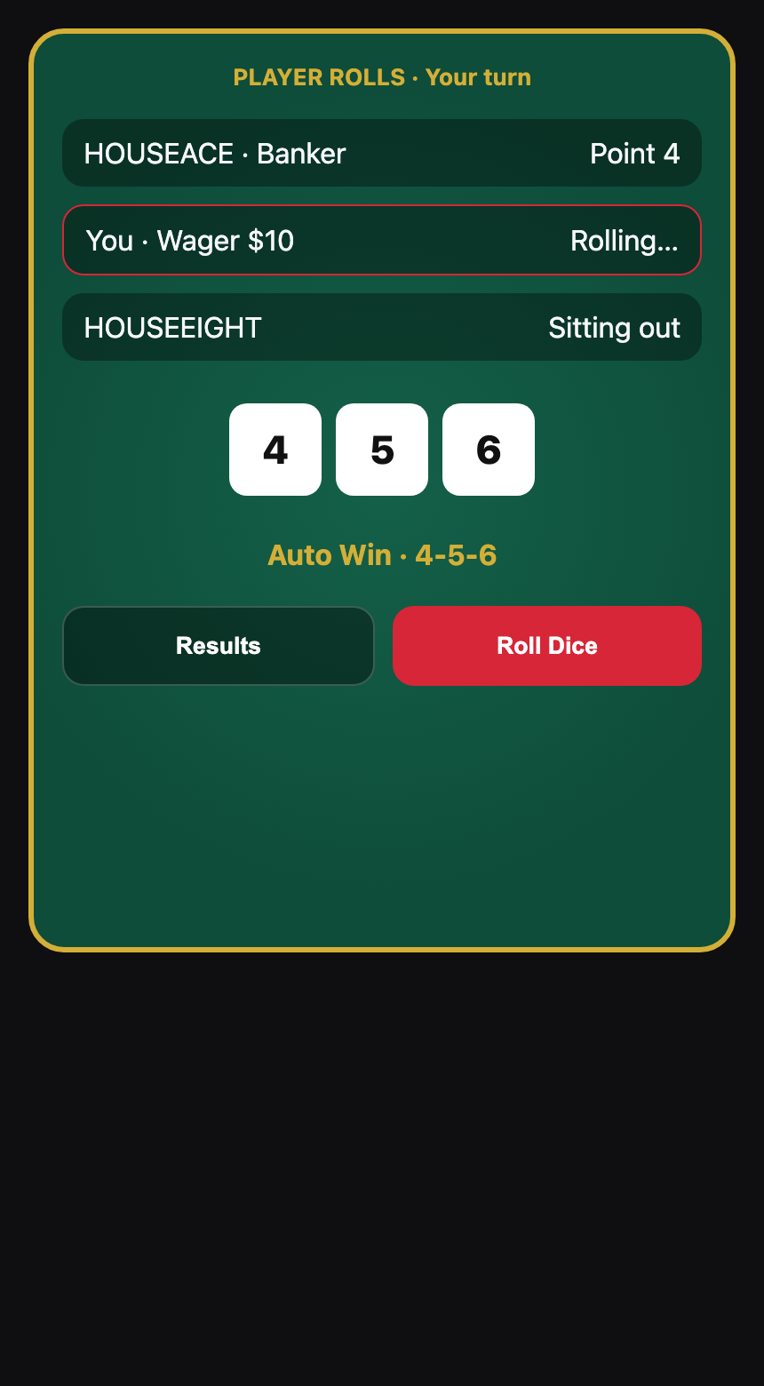 Club Games At the table screen